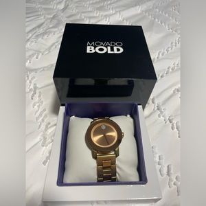 MOVADO BOLD Women's Swiss Watch in Rose Gold-Tone Ion-Plated Stainless Steel